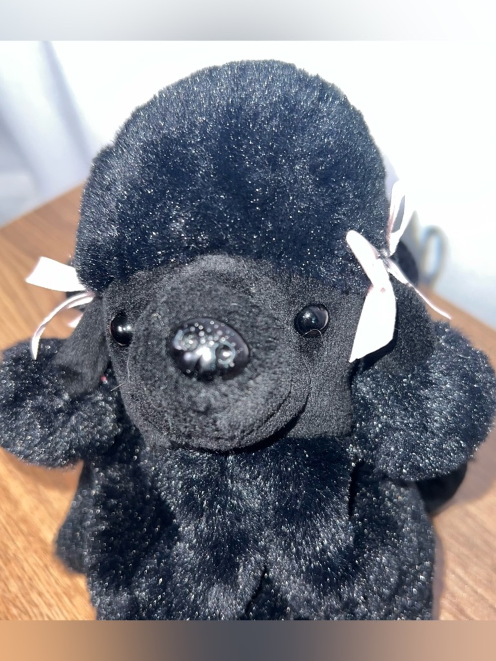 Black Plush Poodle Purse Pink Bow Faux Fur Mini Bag Y2K Coquette Cute